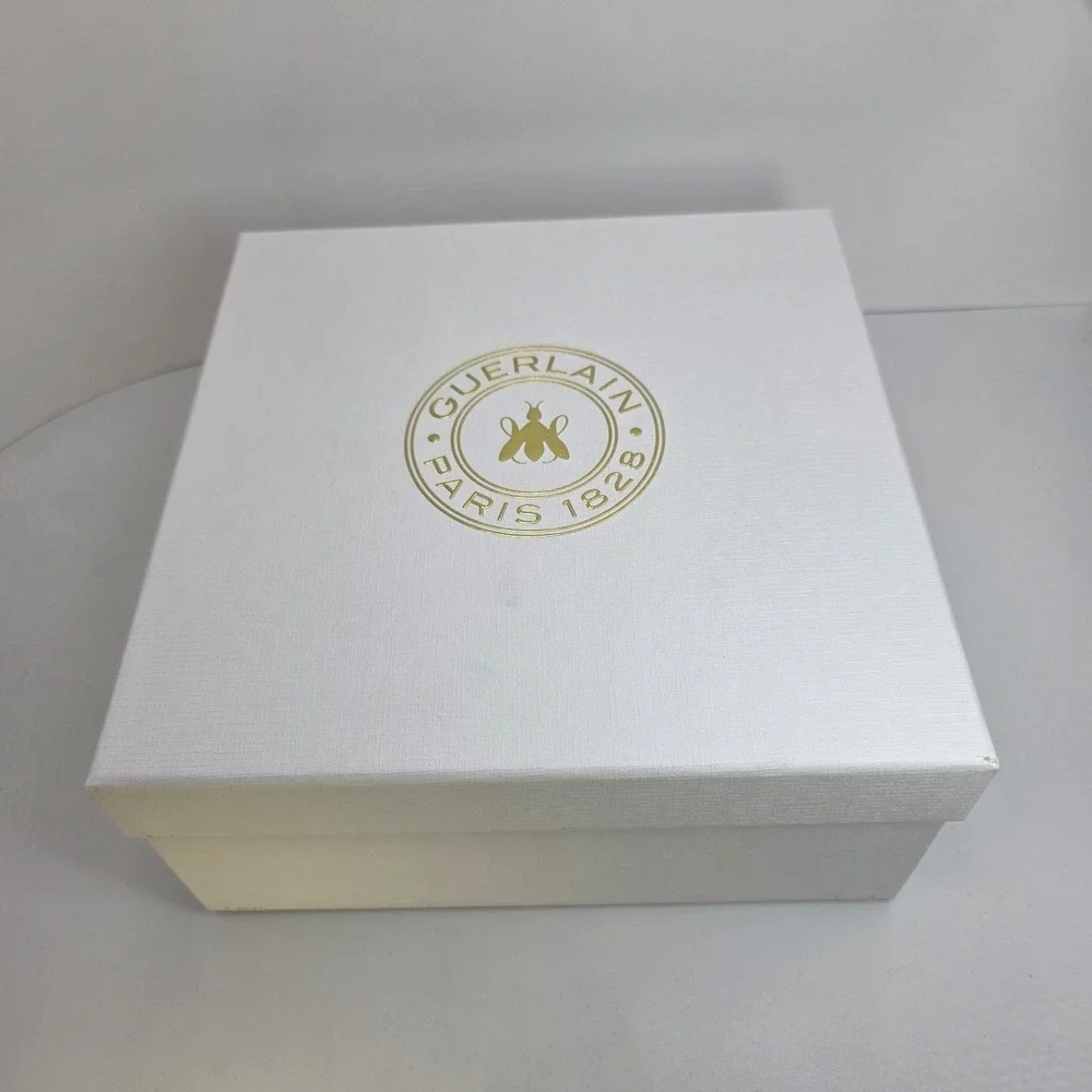 Guerlain Paris 1828 Empty Gift Box Set Bee Logo Ribbon Tissue‎ Sticker 9x9x4.5